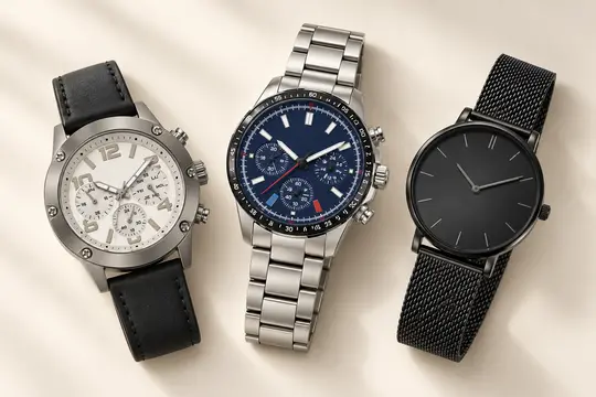 Trois montres personnalisables à plat, sans socles