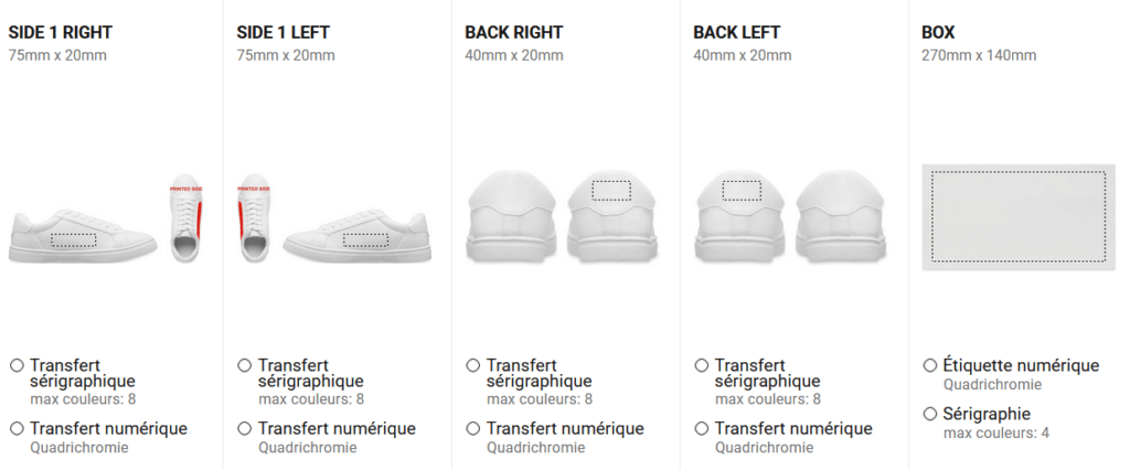 Marquage des baskets personnalisables