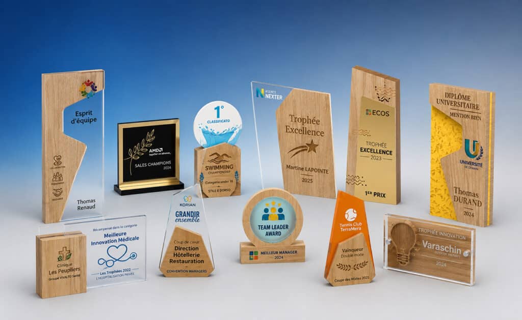 Trophées en matériaux mixtes