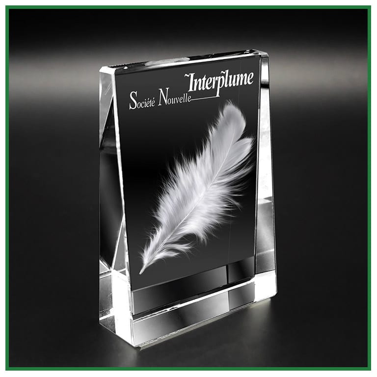 Trophée en verre biseauté vertical